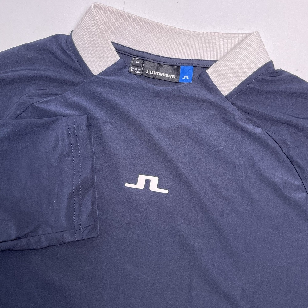 J. Lindeberg Women's Medium Navy Blue White Sana Light Compression Golf Top